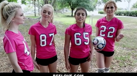 Tiny Teen Riley Star And Her Hot Bff Fuck Two Guys From University After Soccer Practice