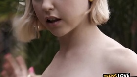 IR banged teen Chloe Couture has a drip of cum on her tongue